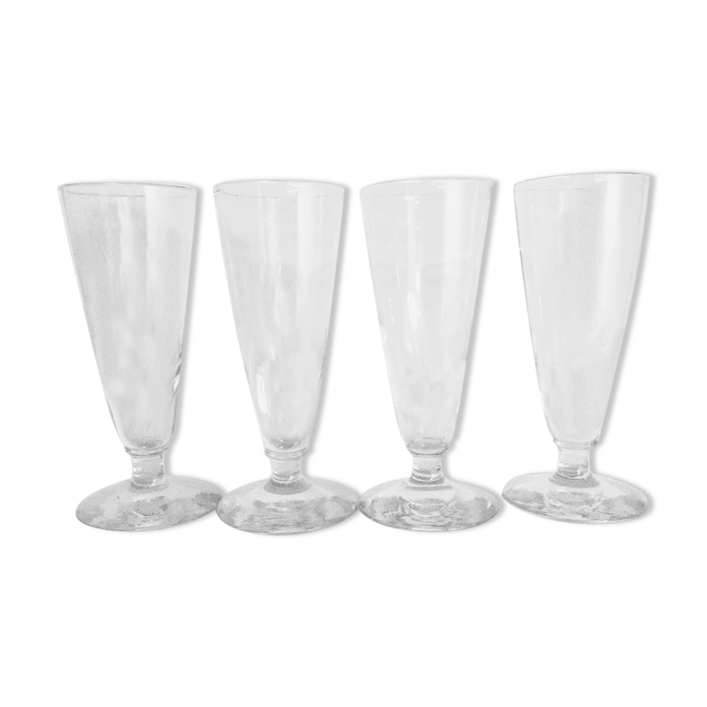 4 flûtes à champagne en verre soufflé