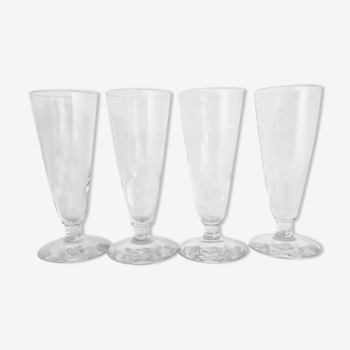 4 blown glass champagne flutes