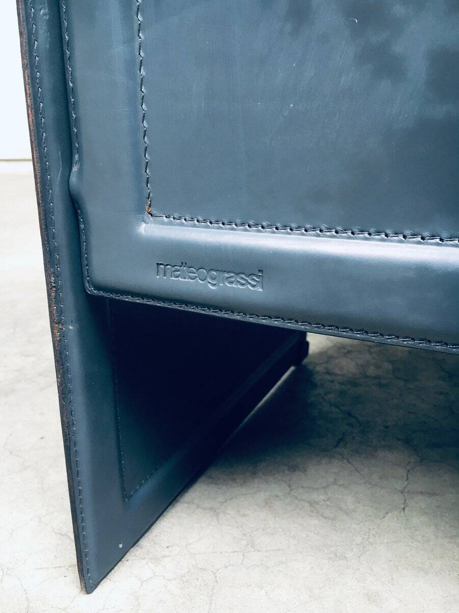 Postmodern Korium KM1 Leather Armchair by Tito Agnoli for Matteo Grassi, Italy, 1980s