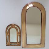 Two 70s patinated brass mirrors
