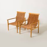 Pair of wicker lounge chairs from uluv, czechoslovakia, 1960s