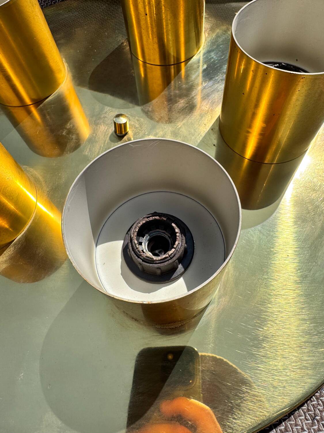 Minimalist 60s brass wall light with 5 sockets Beisl Leuchte, Germany