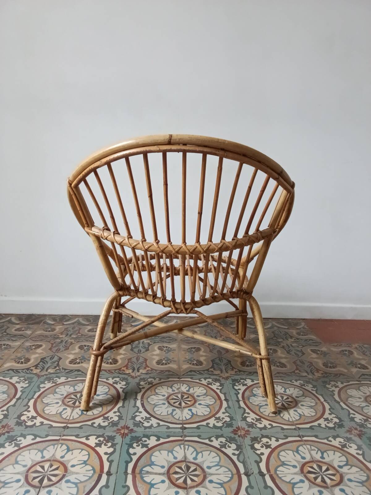 Trio de fauteuils rotin vintage