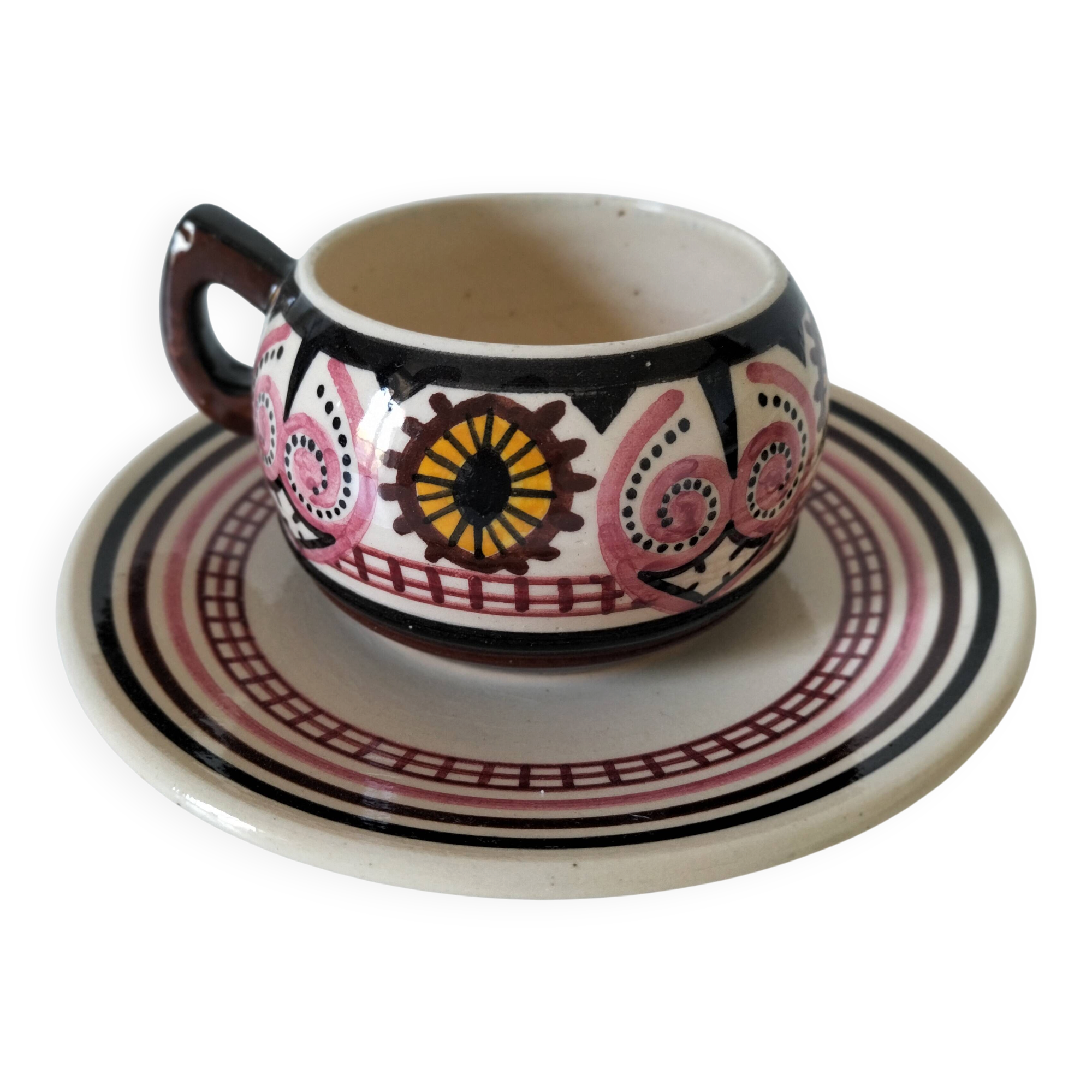 Cup and saucer Paul Fouillen – Quimper – 1950s