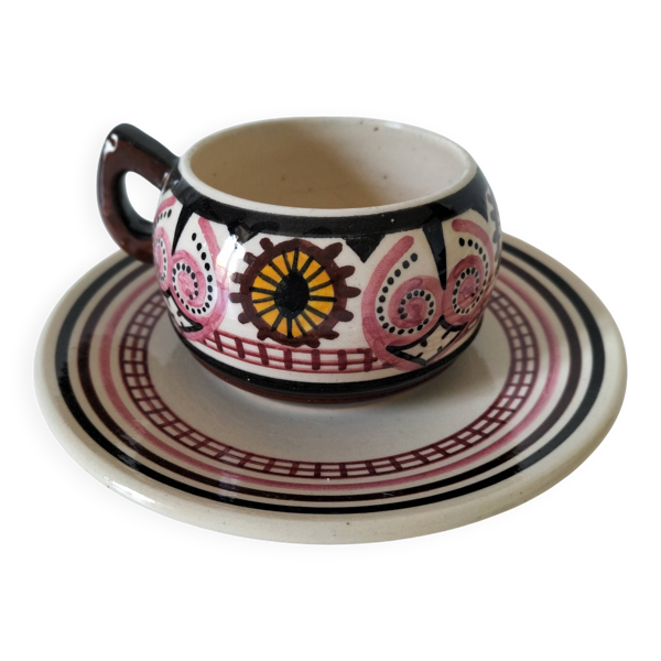 Tasse et soucoupe Paul Fouillen – Quimper- années 50