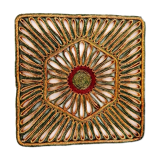 Dessous de plat en paille tressée multicolore années 70