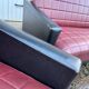 Vintage 70s red and black embossed sofa armchair set