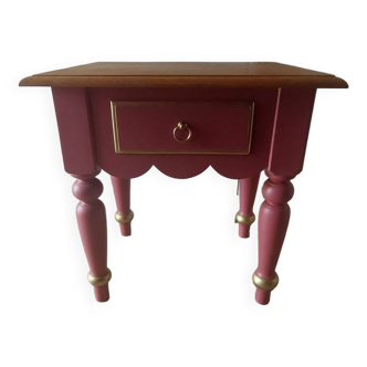 Table de chevet bois de rose relookée