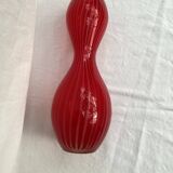 Red glass vase dimension: height -33cm- width -12cm-