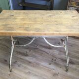 Vintage bistro table in oak and metal