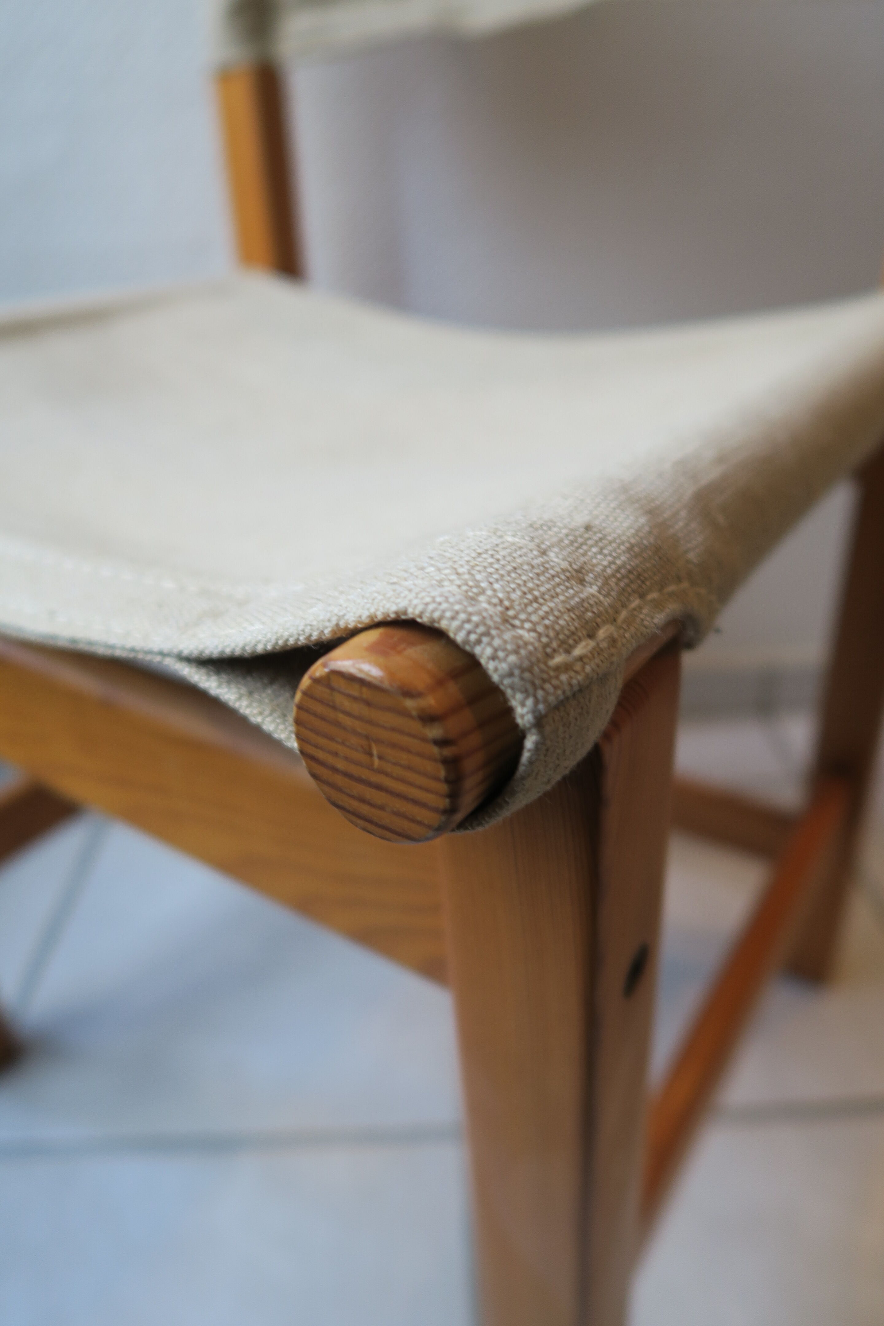 Safari chair by karin möbring. pine and canvas, 70s