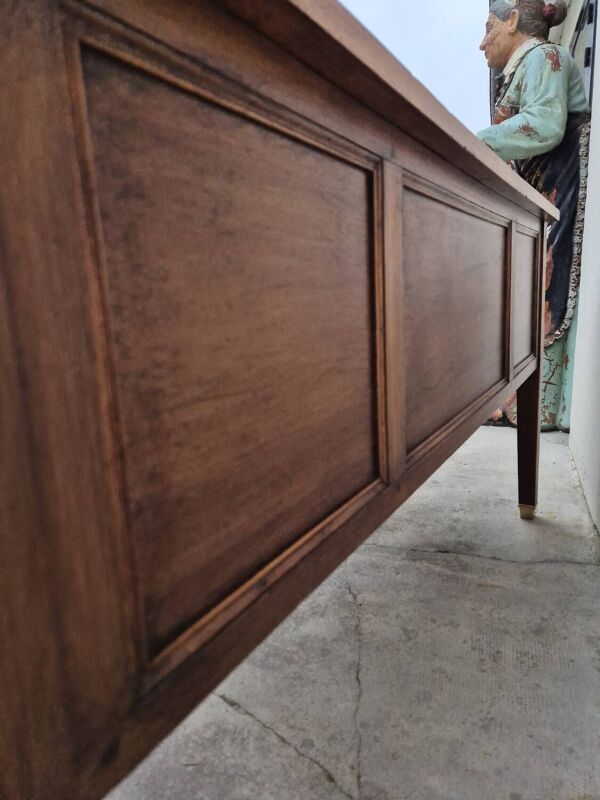 Bureau de ministre style Louis XVI en noyer massif, 4 tiroirs fabrication ancienne