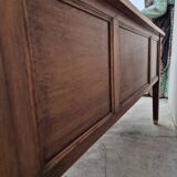 Louis XVI style minister's desk in solid walnut, 4 drawers, old manufacture