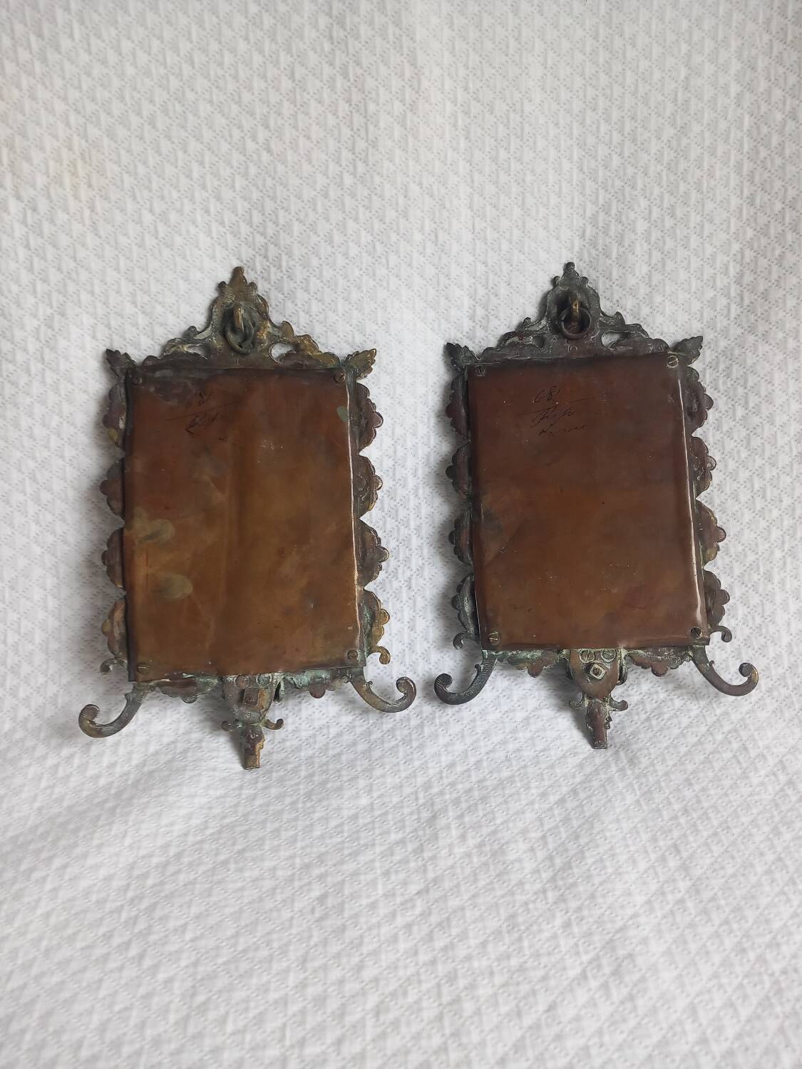 Pair of antique bronze mirrors – Louis XV / Rococo style – 19th century