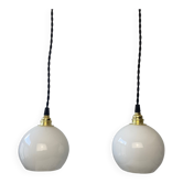 Pair of old opaline pendant lamps 12 cm vintage