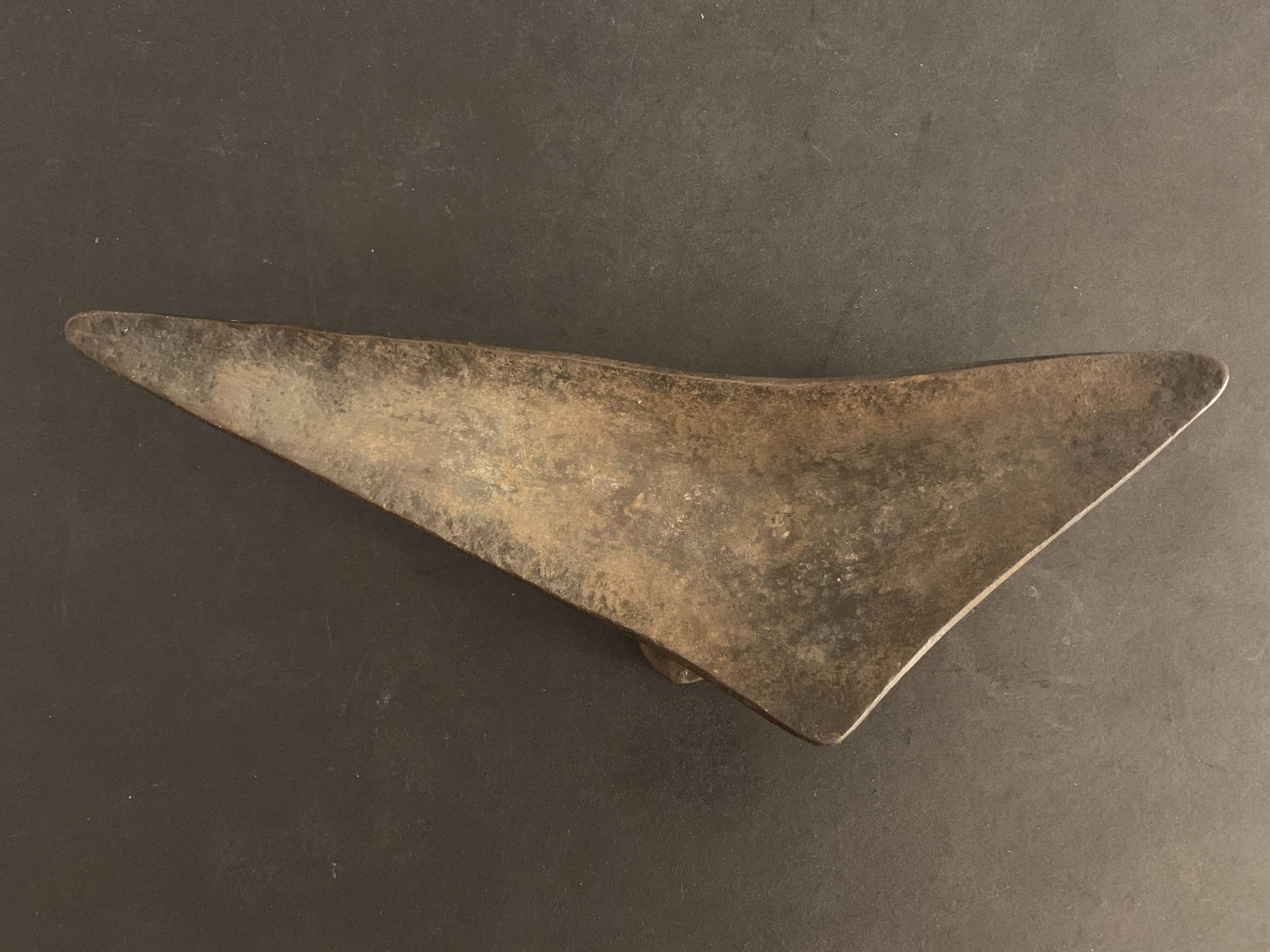 Brutalist metal ashtray or empty pocket signed R. Roux, 1950