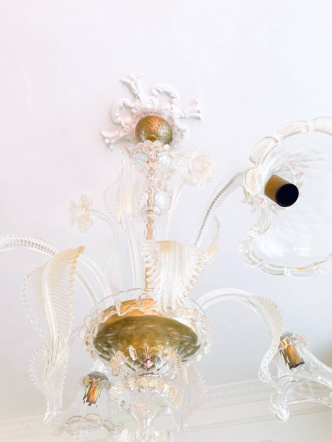 Grand lustre en verre de Murano – 5 bras tulipe