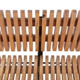 Industrial bench with seating and slatted back - 1950s
