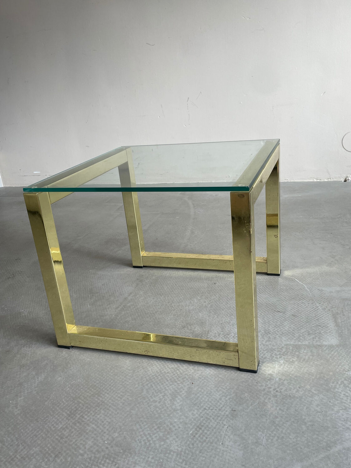 Coffee Table in Gold Brass Glass