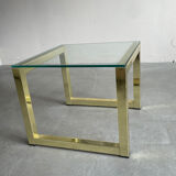 Table basse en verre laiton doré