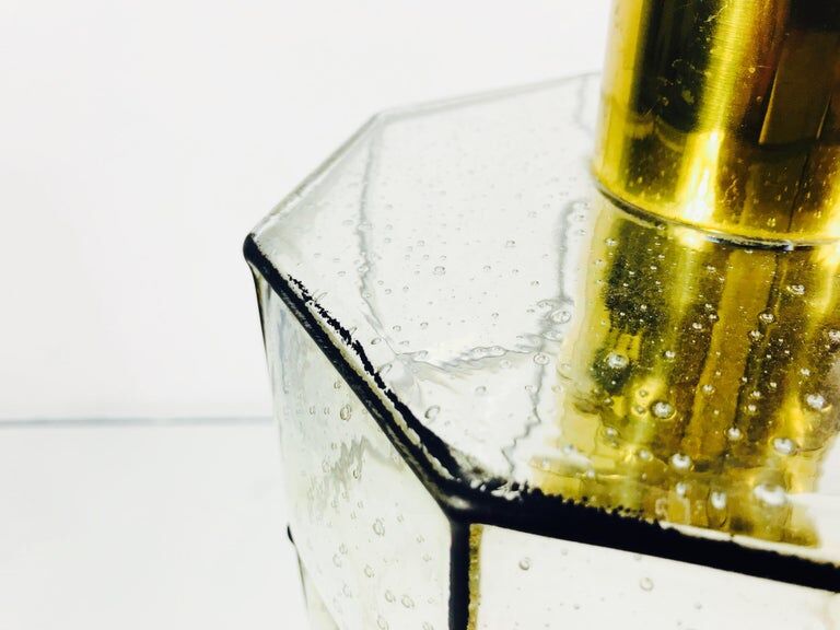 Iron and glass suspension lamp by Glashtte Limburg, 1960s