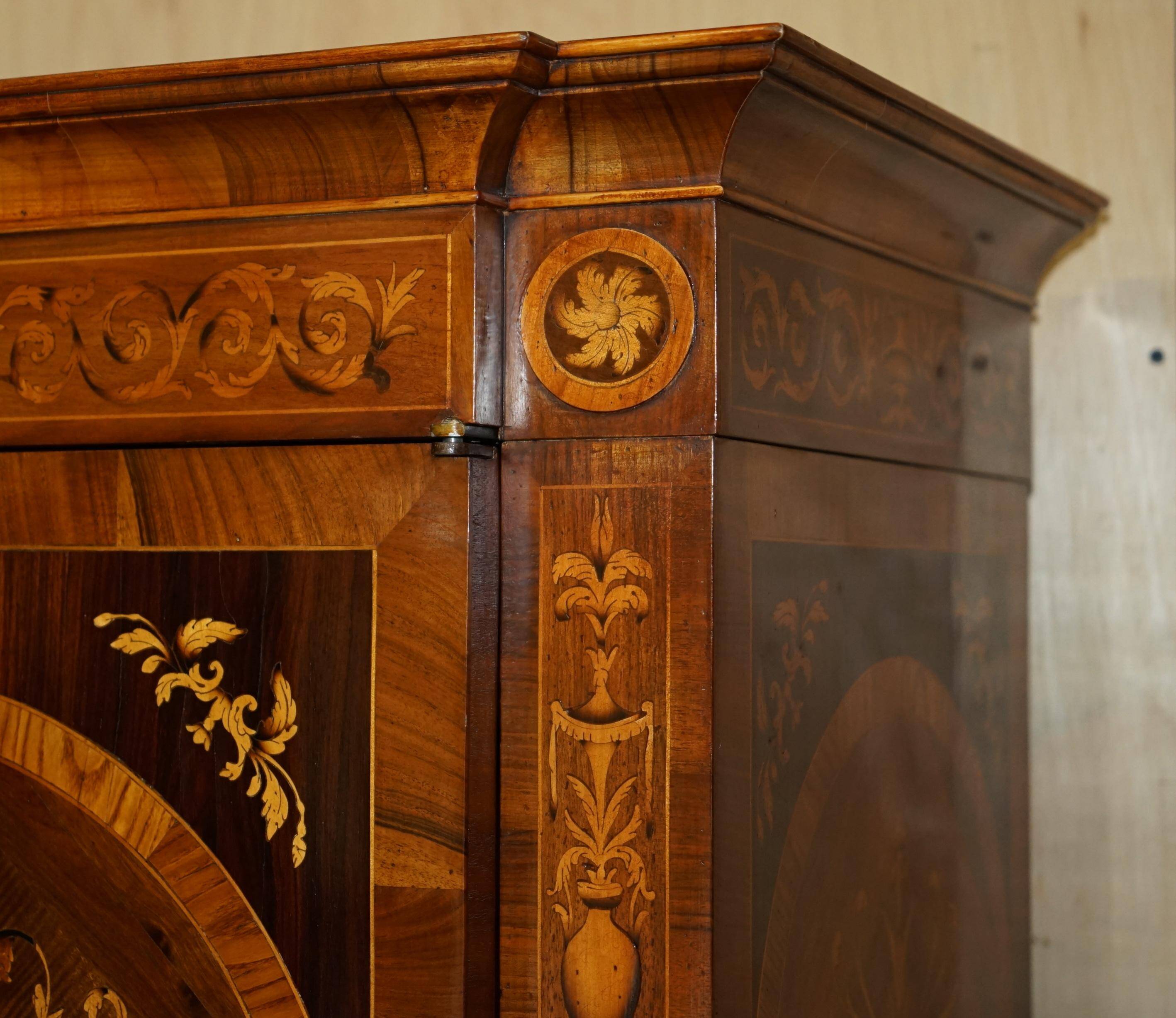 Vintage Regency style Italian marquetry wardrobe