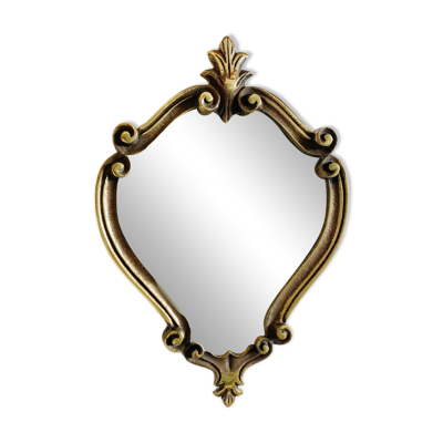 Petit miroir ancien style baroque – cadre doré bronze ou laiton
