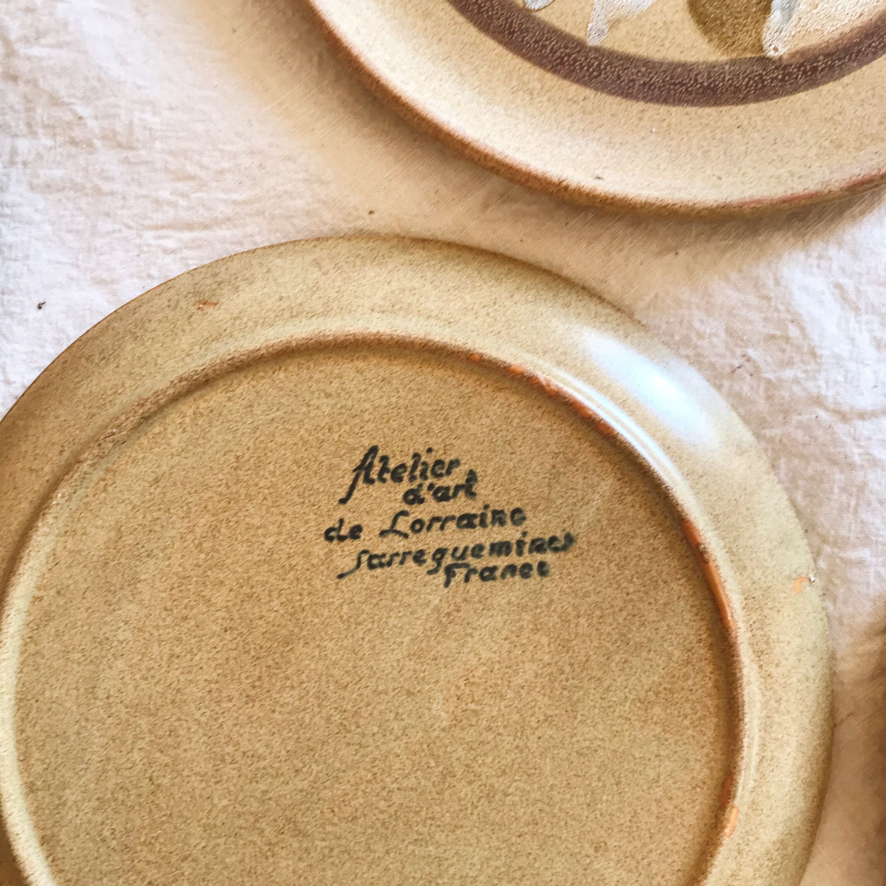Batch of 6 dessert plates in Sarreguemines sandstone