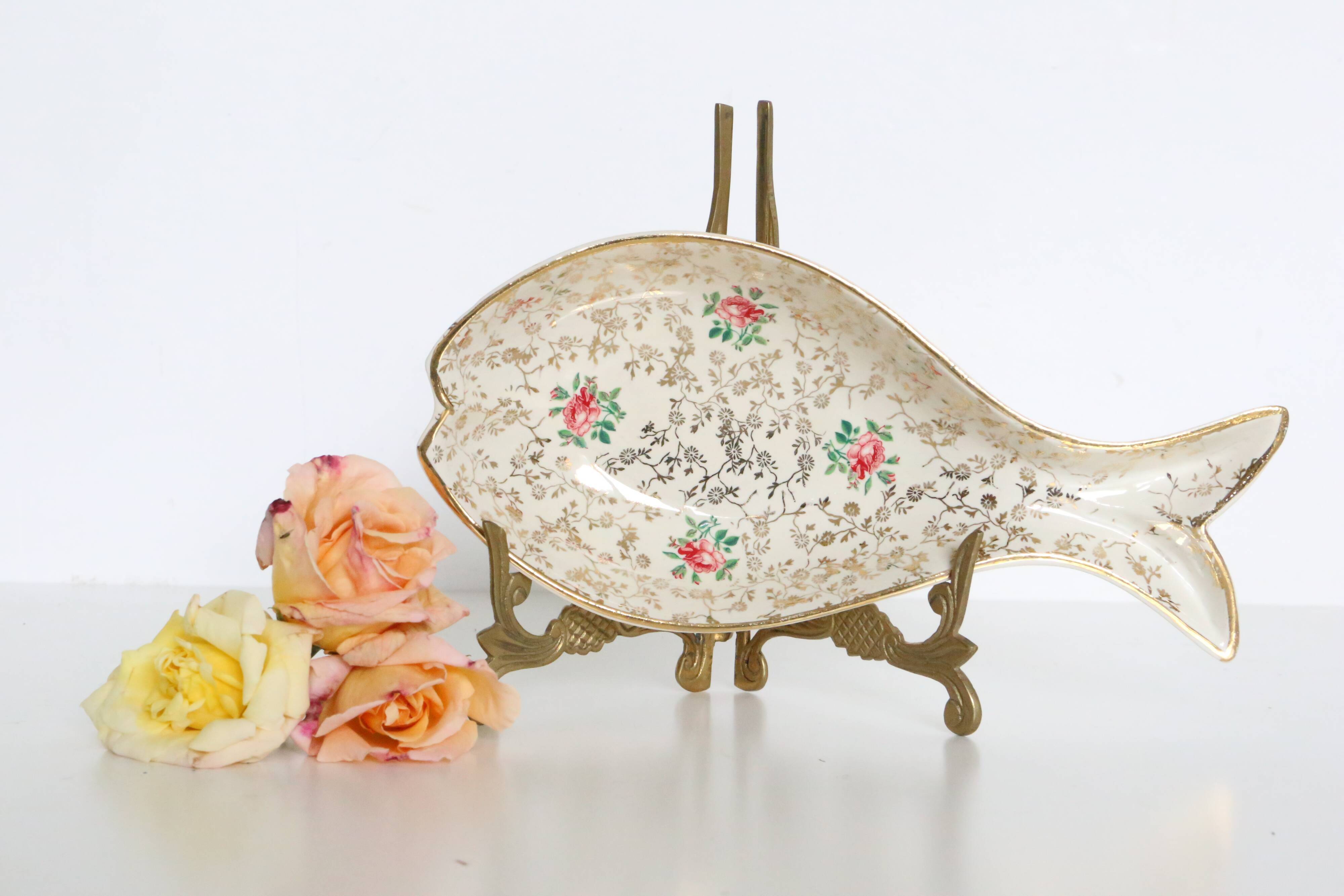 Ceramic ravier, fish shape, Sarreguemines