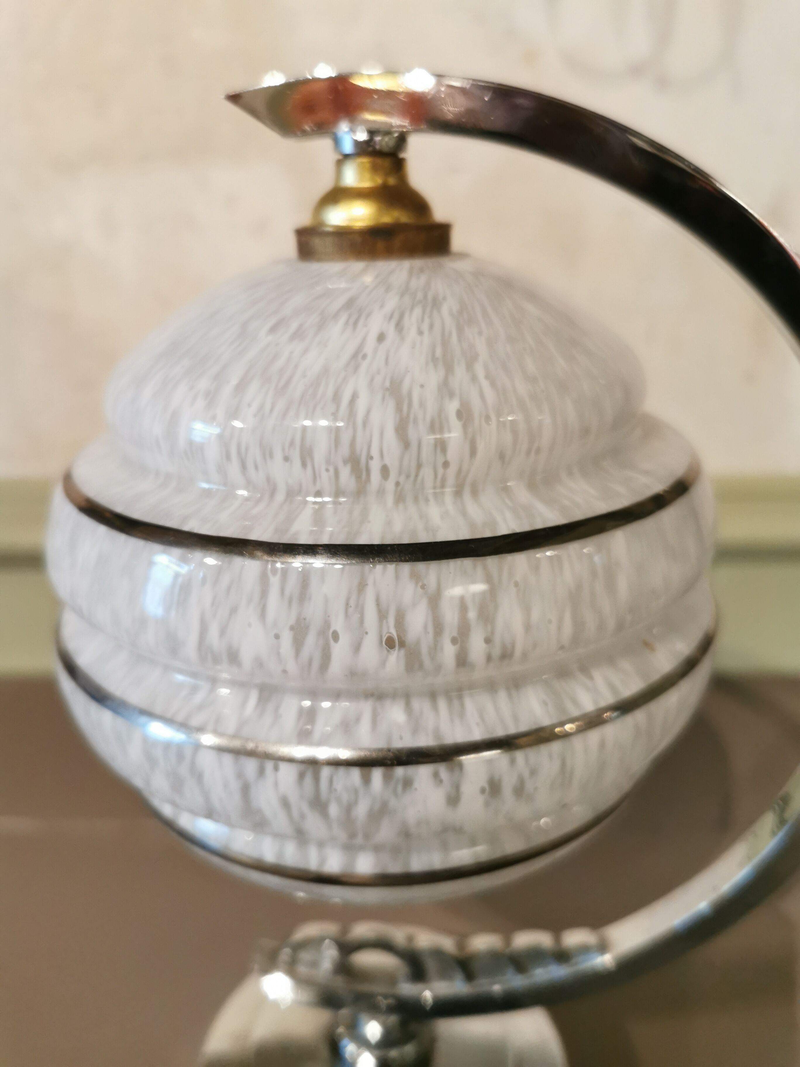 Half-moon chrome art deco lamp