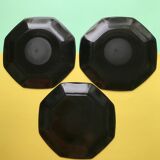 Lot of 12 black and red plates 80s of the style arcoroc collection octime