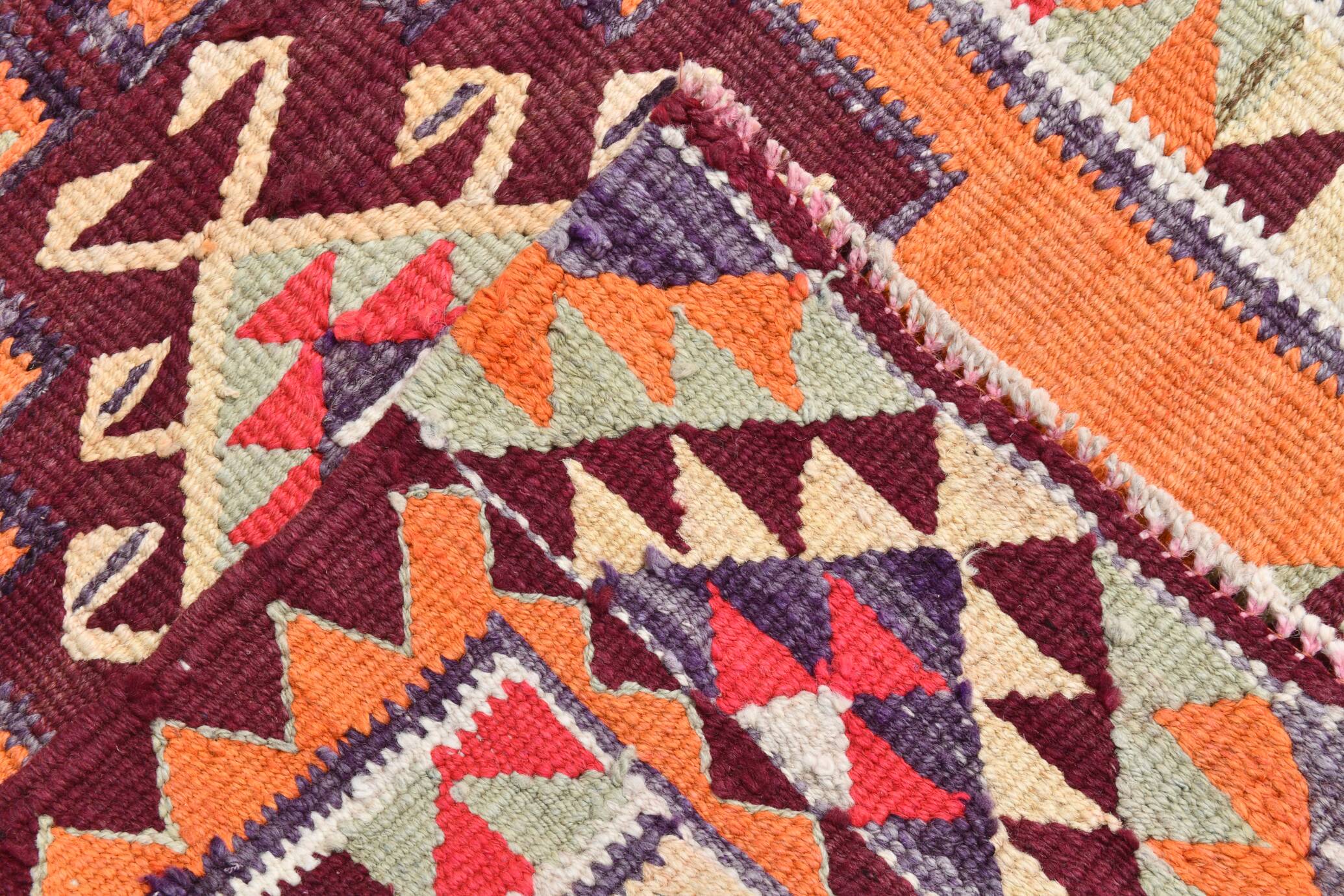 3x10 Kilim Soft Orange Decorative Hall Kilim Rug, 84x304Cm