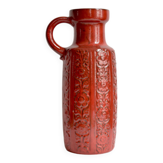 Vase rouge Scheurich Keramik - West Germany 480 46 - Décor Nizza.
