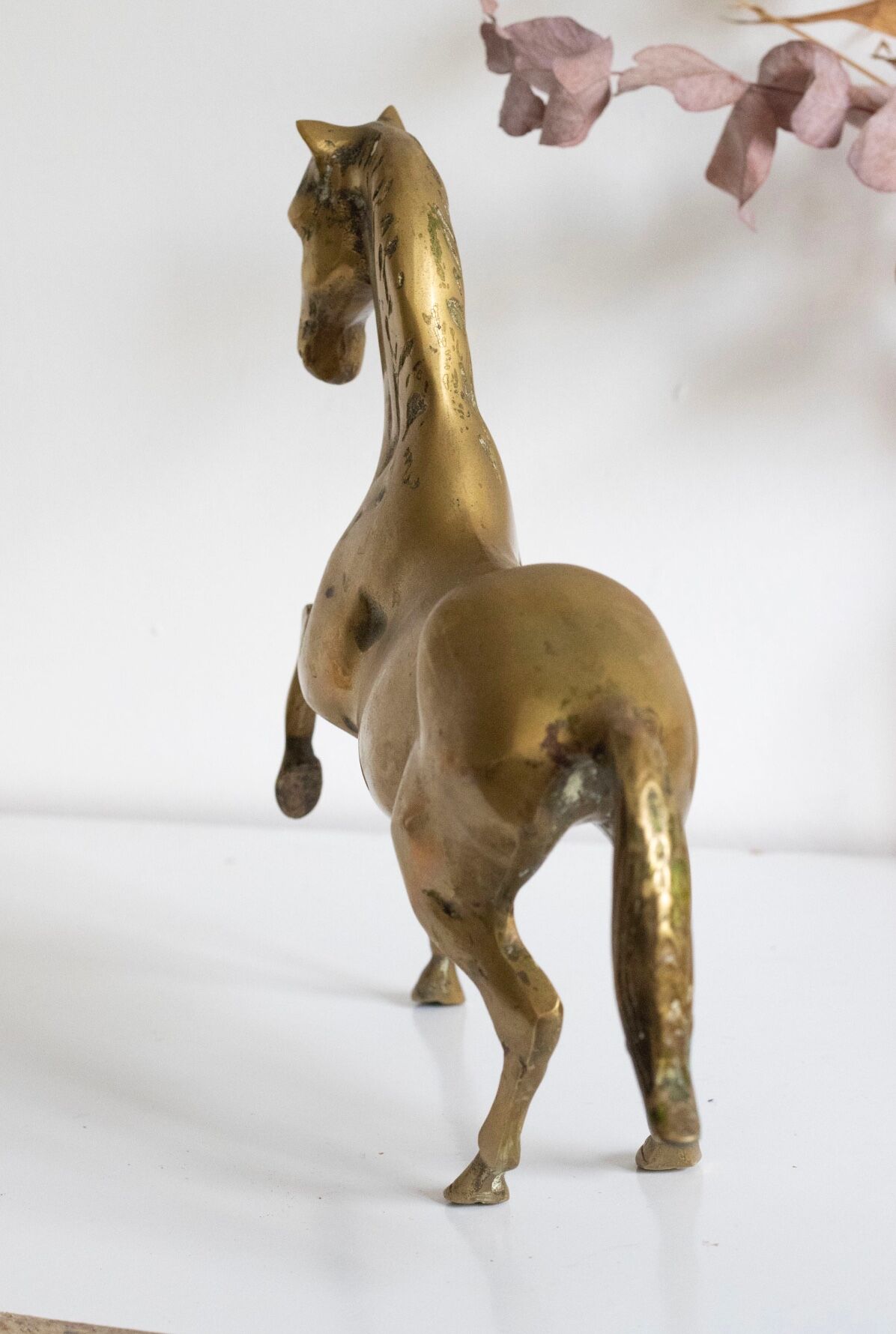 Vintage golden brass horse
