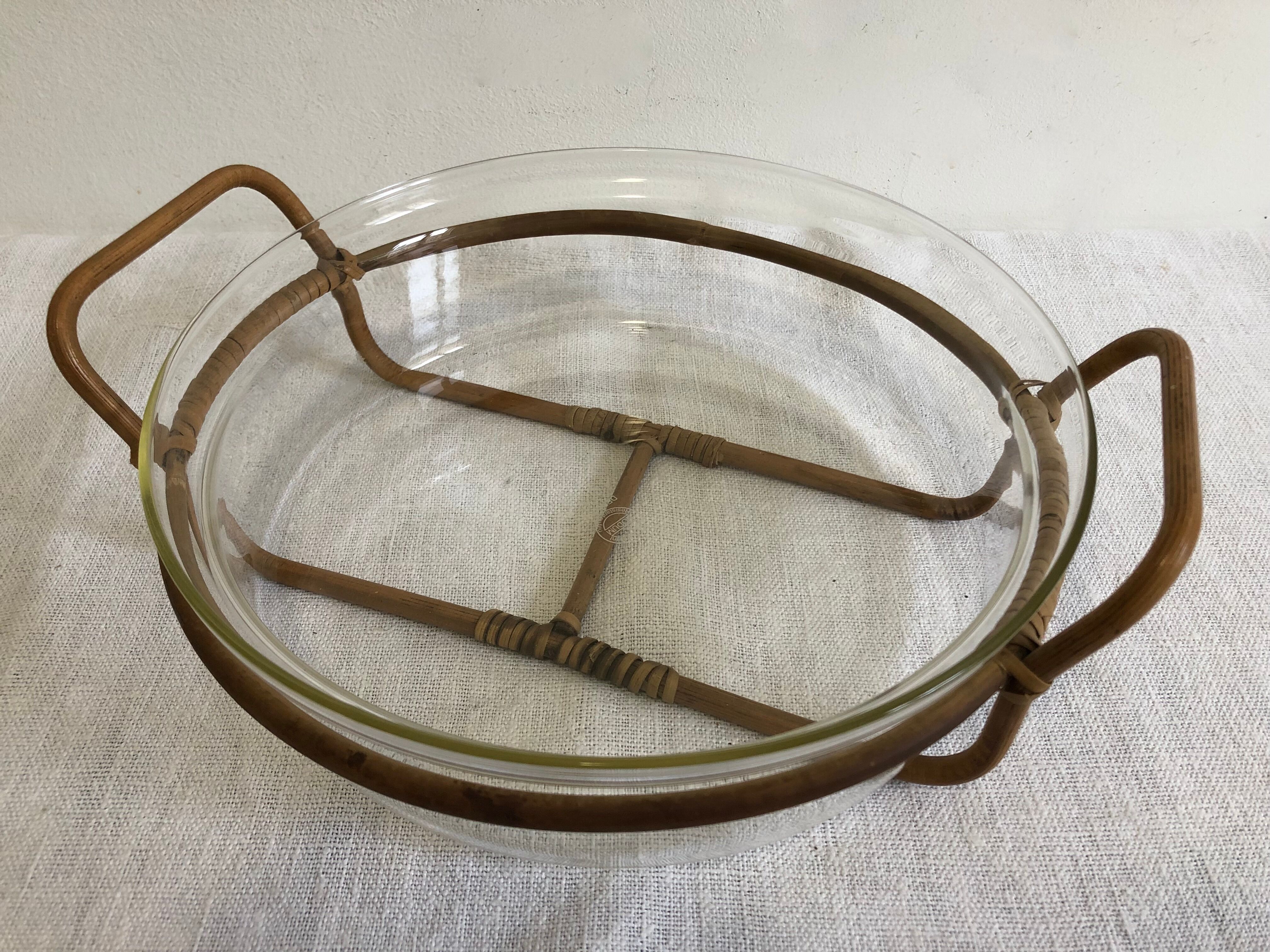 Bodum Denmark 70's dish - rattan handles