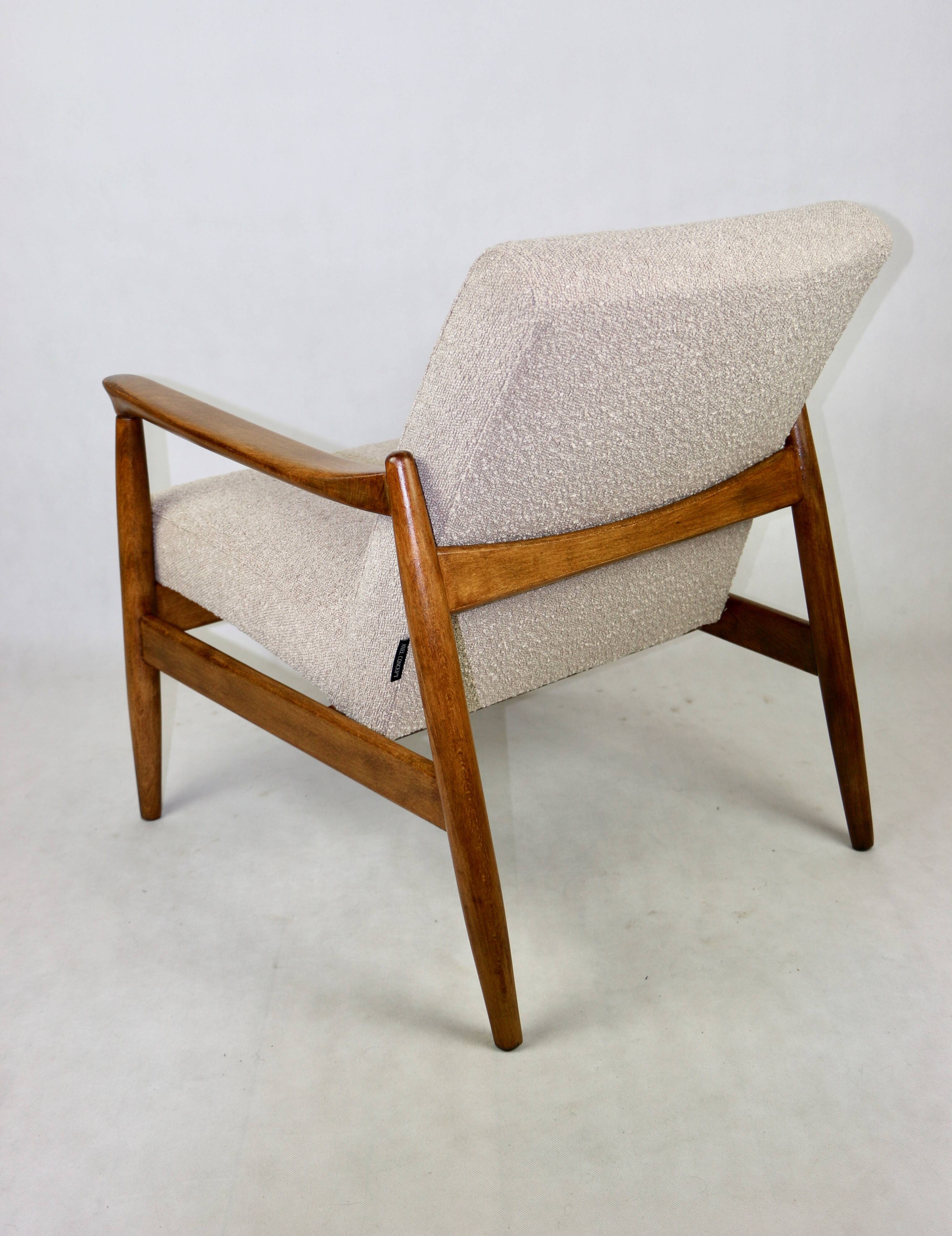 Beige Boucle armchair GFM-64 attributed to Edmund Homa, 1970s
