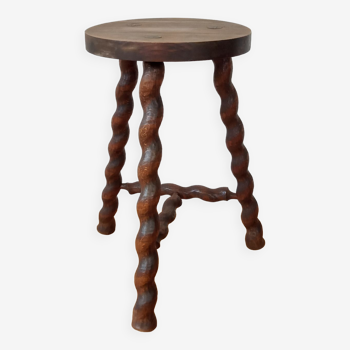 Tabouret tripode pieds spirale