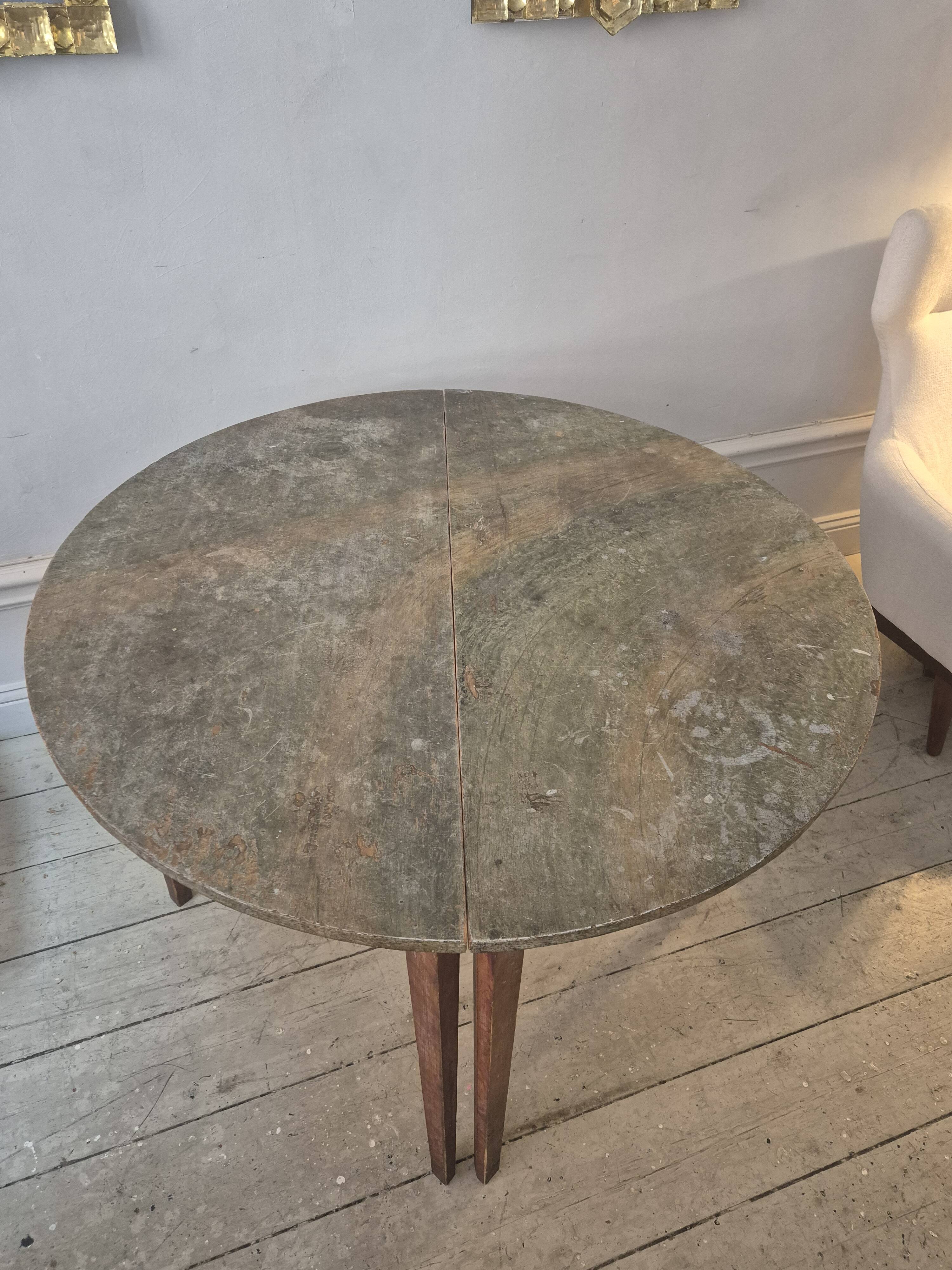 Half-moon tables with original marbled tops, Swedish provincial style Allmoge, 1860s