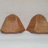 Pair of wicker wall lamps