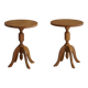 Pair of Scandinavian oak side tables with central legs and sculptural curved feet, 1960s.