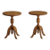 Pair of Scandinavian oak side tables with central legs and sculptural curved feet, 1960s.