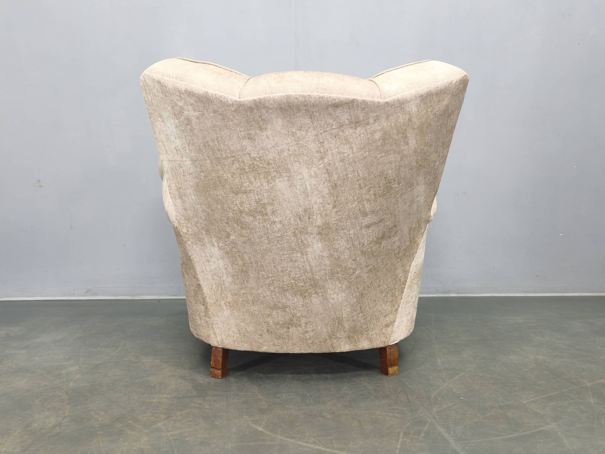 Italian Mid Century Velvet Lounge Armchair, 1950s