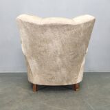 Italian Mid Century Velvet Lounge Armchair, 1950s