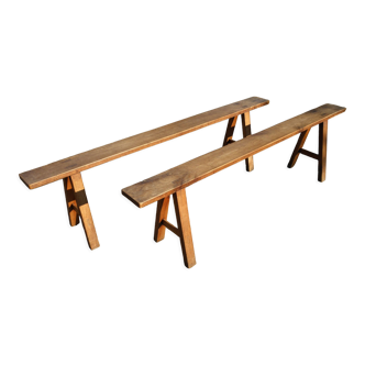 Pair of cherry farm benches