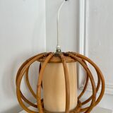 Vintage rattan chandelier 50s