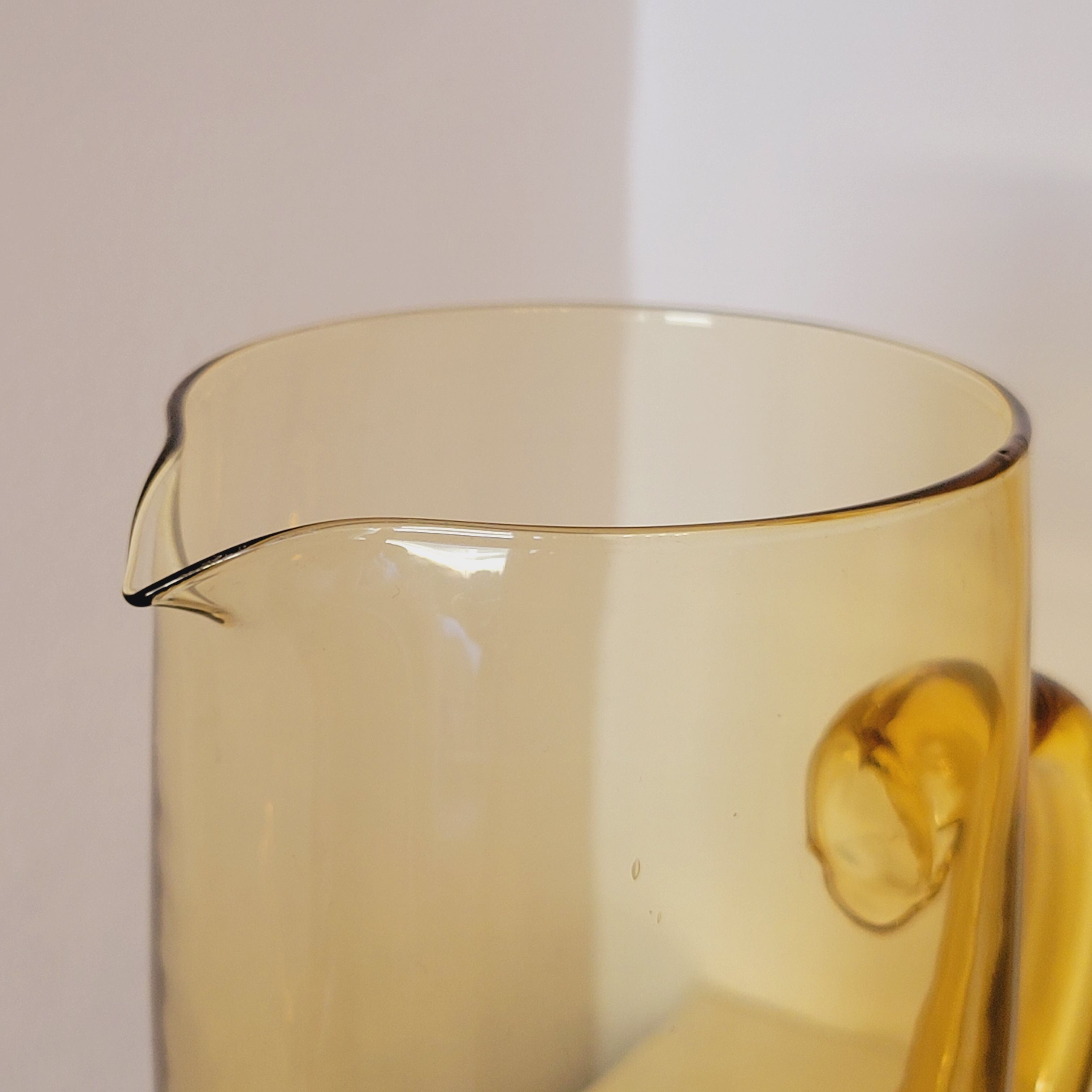 2 carafes in vintage amber yellow blown glass