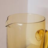 2 carafes en verre soufflé couleur jaune ambré vintage
