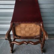 Authentic large antique armchair in the Louis XIII style "sheep's bone"