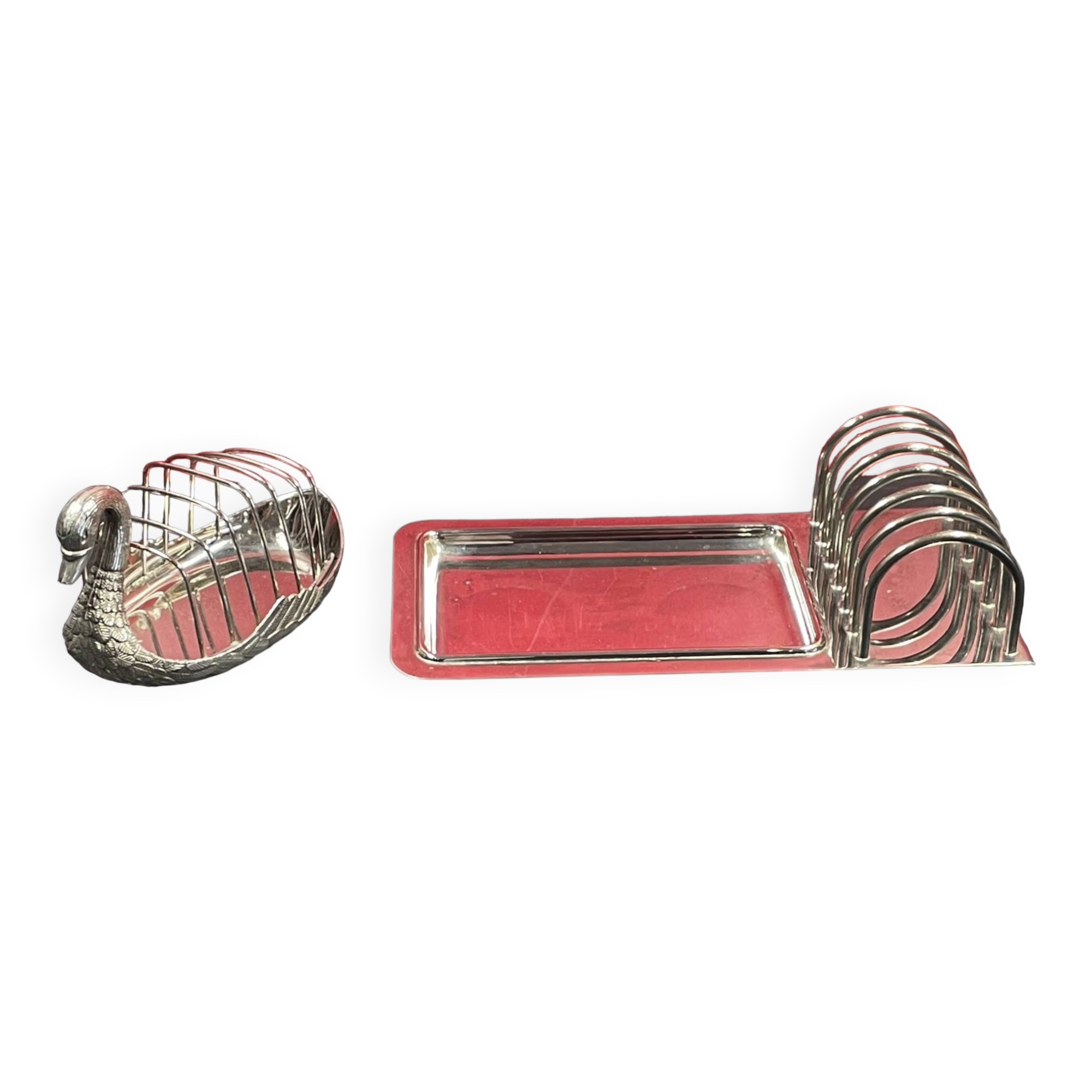 Silver metal toast holder, set of 2