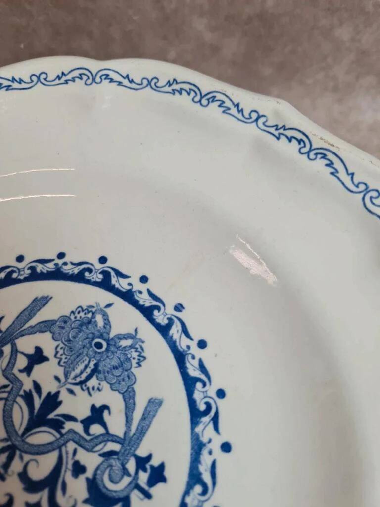 Paire d’assiettes Gien modèle Rouen bleu – décor classique
